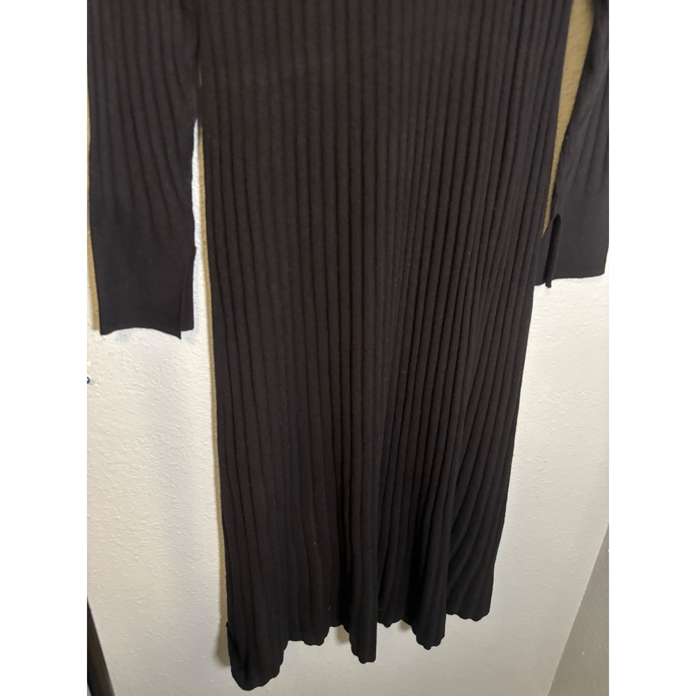 Nordstrom Wool Cashmere Ribbed Maxi Dress Long Sleeve Black XL‎ - Picture 9 of 10